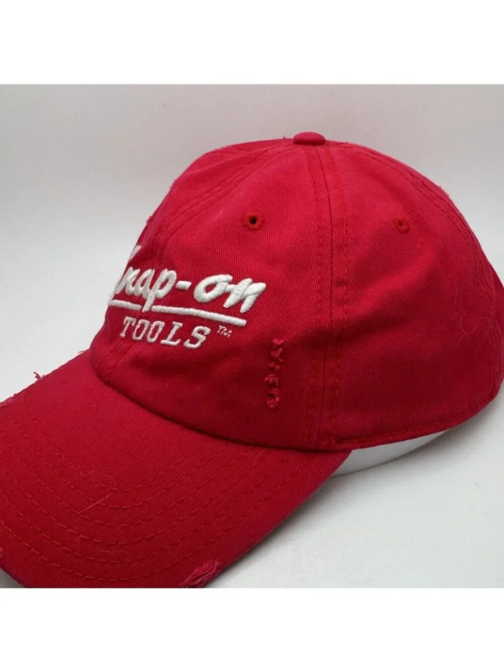 Snap-on Tools Baseball Cap Hat Red Distressed Wild 100% Cotton Adjustable